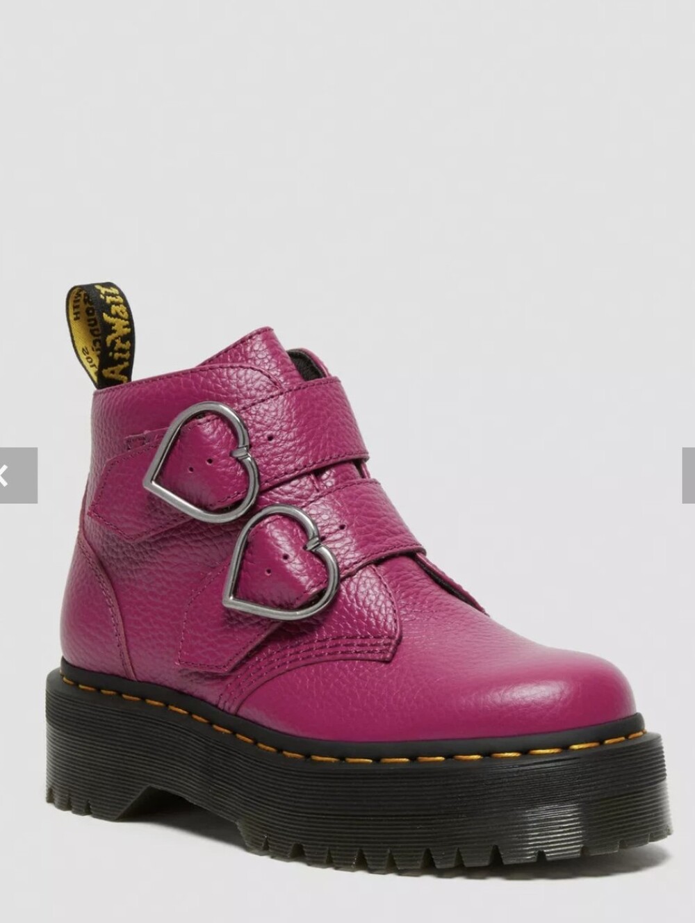 Dr Martens Devon Heart Milled Napa Leather Fushia Platform Combat Boots Size 9